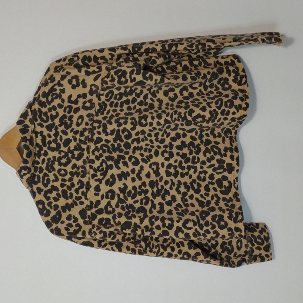Lulus Fashionably Fierce Beige Leopard Print Denim Jean Jacket Size Small - Picture 10 of 10
